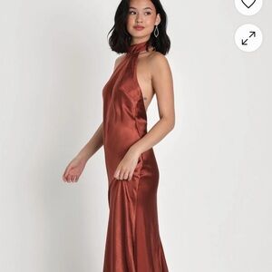 Lulu's Copper Halter Backless Dress